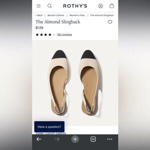 Rothy's Almond Slingback Flats - Black and Cream